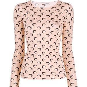 Marine Serre Round Neck Moon Print Blouse
